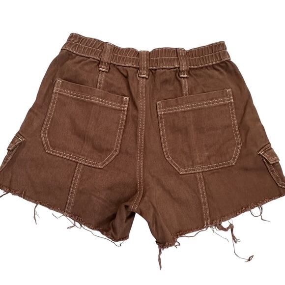 PacSun Brown, Cargo, High Waist, Unhemmed, Cut Off Shorts- S - Picture 2 of 9